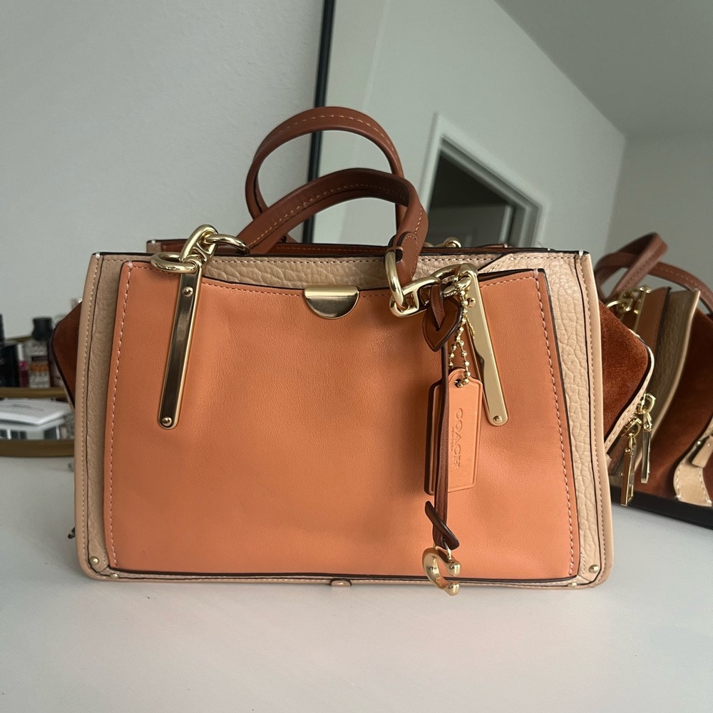 Coach brown suede and leather with crossbody